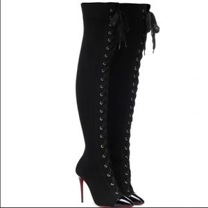 Christian Louboutin Frenchie Knit Boot 38. Over the knee Lace-Up Boots